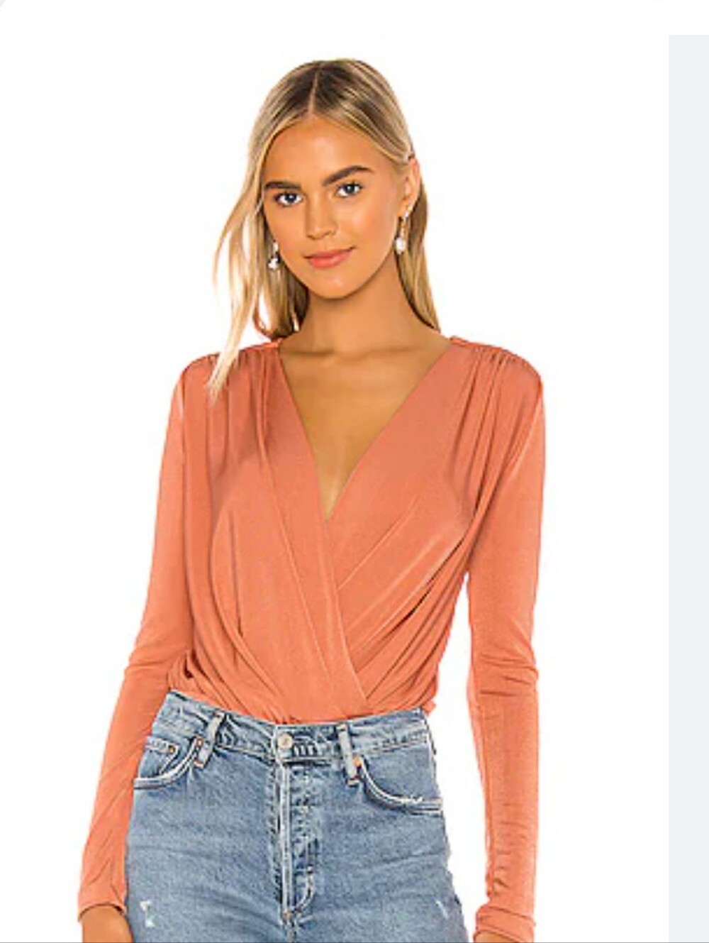 Intimately Free People Turnt Long Sleeve Bodysuit Medium Ginger Sauce Top